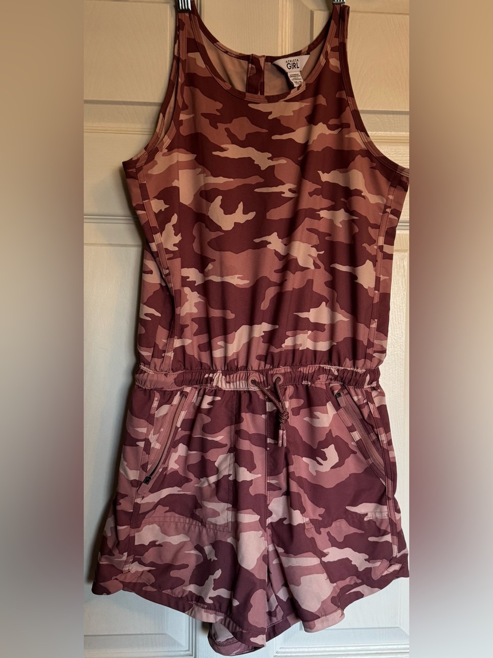 Athleta Girls' Pink Camo Drawstring Romper